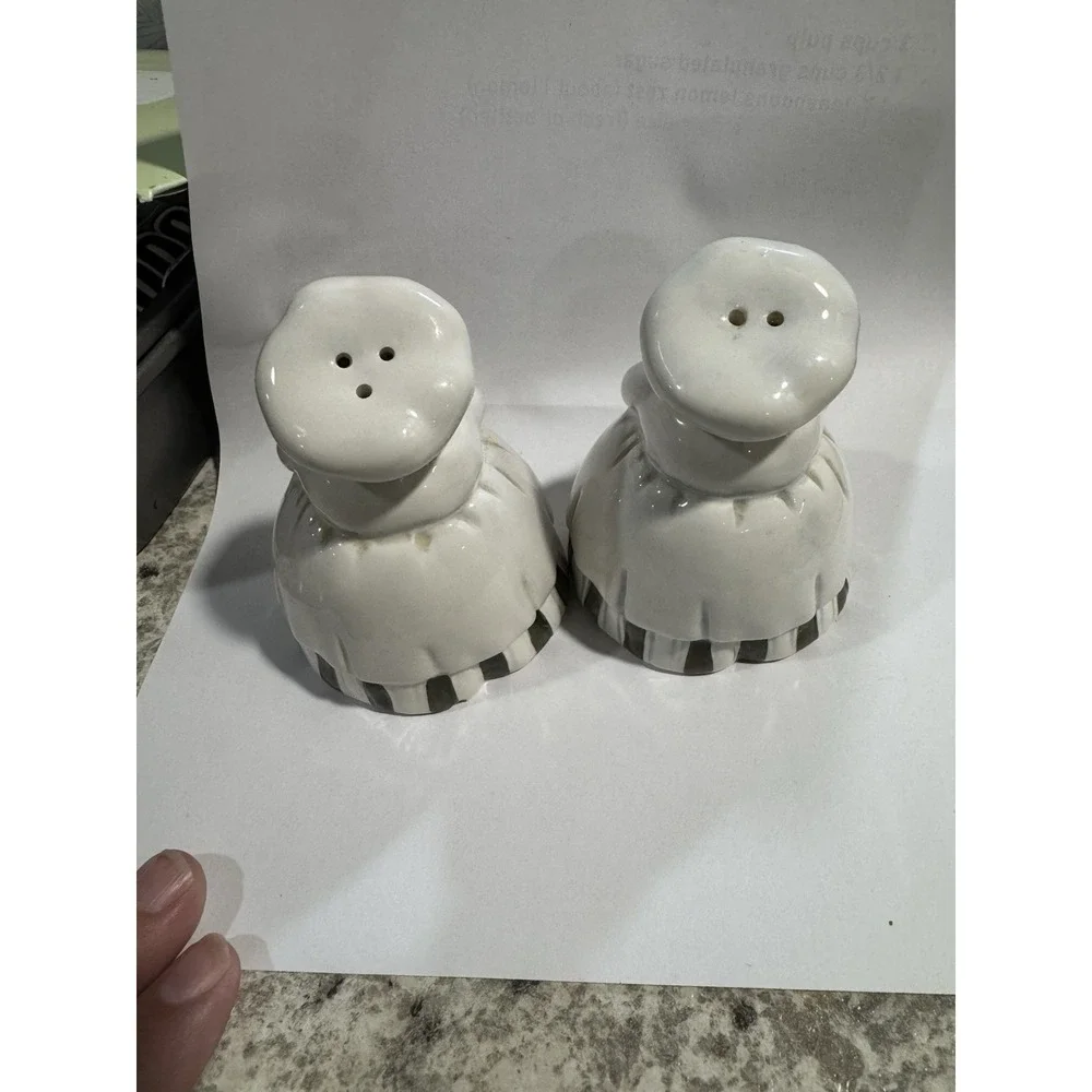 Vintage Ceramic Chef Salt and Pepper Shakers Set French Bistro Baker Baguette